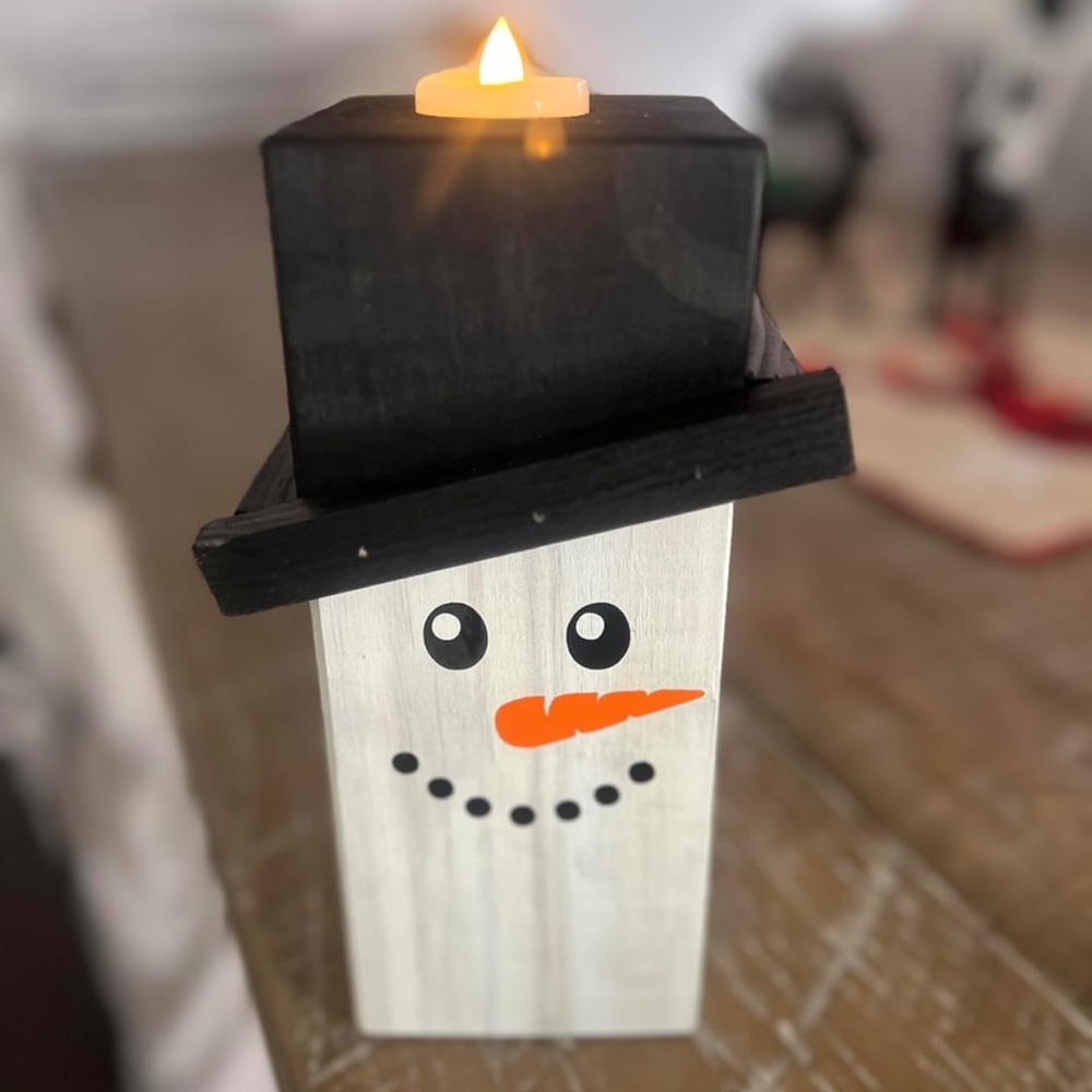Teacher Gift Boss Gift Festive Snowman Candle Rustic Snowman battery tea light
